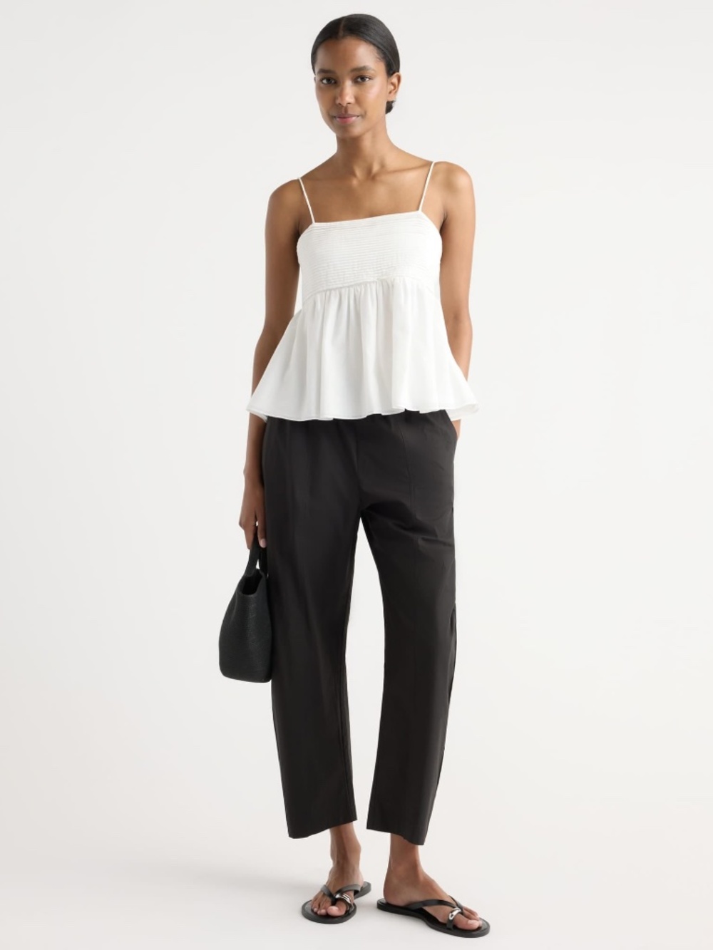 Modern Citizen Priya Stretch-Waist Barrel-Leg Pant Size LBlack / L